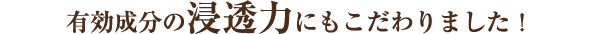 有効成分の浸透力にもこだわりました!