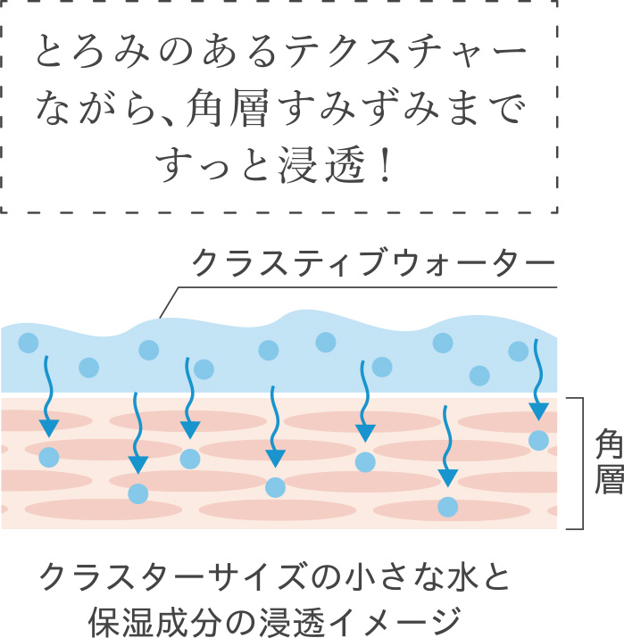 ナノ水は角質層のすみずみまで素早く浸透